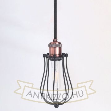 antik-fuggesztek-lampa-matt-fekete-antik-vorosrez-szin-csepp-alaku-raccsal