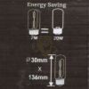 Filment dekor izzó, víztiszta - T136 - 2 watt - meleg fehér