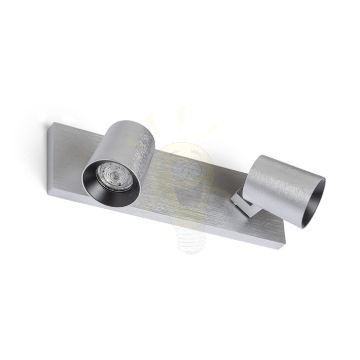 Kép KENNY II felületre szerelhető  szálcsiszolt alumínium/fekete 230V LED GU10 2x8W