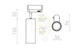 MAVRO DIMM egyfázisú áramkörös sínre fekete/aranysárga  230V LED 12W 38°  3000K
