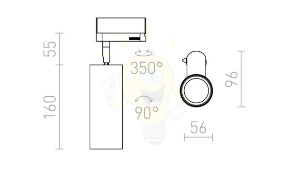 MAVRO DIMM egyfázisú áramkörös sínre fekete/aranysárga  230V LED 12W 38°  3000K