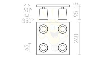 Kép KENNY IV mennyezeti lámpa fekete/aranysárga  230V LED GU10 4x8W