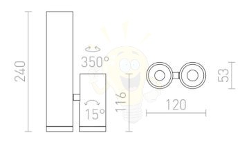 Kép BOGARD TWIN mennyezeti lámpa matt fekete  230V LED 2x5W 40°  3000K