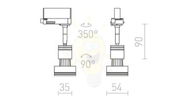 PURINA háromfázisú áramkörös sínre ezüstszürke  230V LED GU10 8W