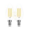 2 DB.LED Filament Canlde C35 7W E14 360° 2700K (806 lumen) szabályozható