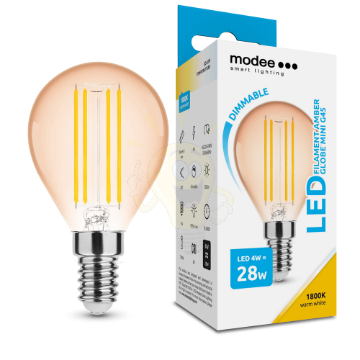 LED Filament Amber Globe Mini G45 4W E14 320° 1800K (300 lumen) dimm.