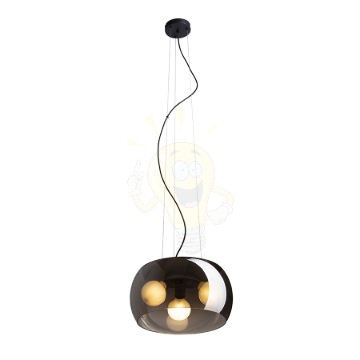 AMANDA függő lámpa matt fekete füstös üveg 230V LED E27 3x15W