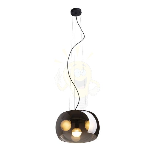 AMANDA függő lámpa matt fekete füstös üveg 230V LED E27 3x15W