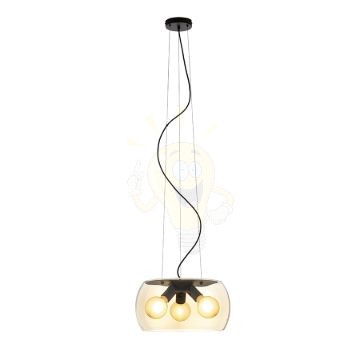 AMANDA függő lámpa matt fekete borostyánsárga üveg 230V LED E27 3x15W