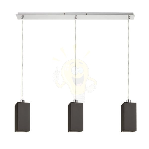 LIZ III 80 függő lámpa fekete üveg/matt nikkel 230V LED E27 3x15W