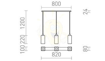 LIZ III 80 függő lámpa fekete üveg/matt nikkel 230V LED E27 3x15W