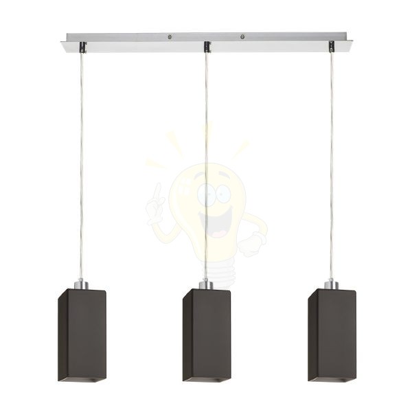 LIZ III 60 függő lámpa fekete üveg/króm 230V LED E27 3x15W