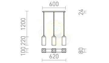 LIZ III 60 függő lámpa fekete üveg/matt nikkel 230V LED E27 3x15W