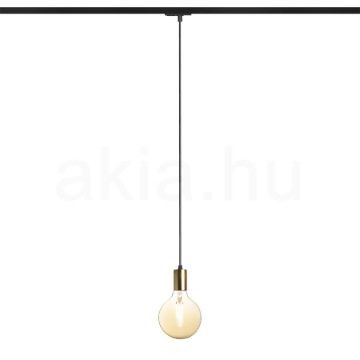 ARAQ egy áramkörös sínen függő lámpa  szálcsiszolt sárgaréz/fekete 230V LED E27 15W