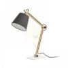 NIZZA asztali lámpa Polycotton fekete/fa 230V LED E14 7W