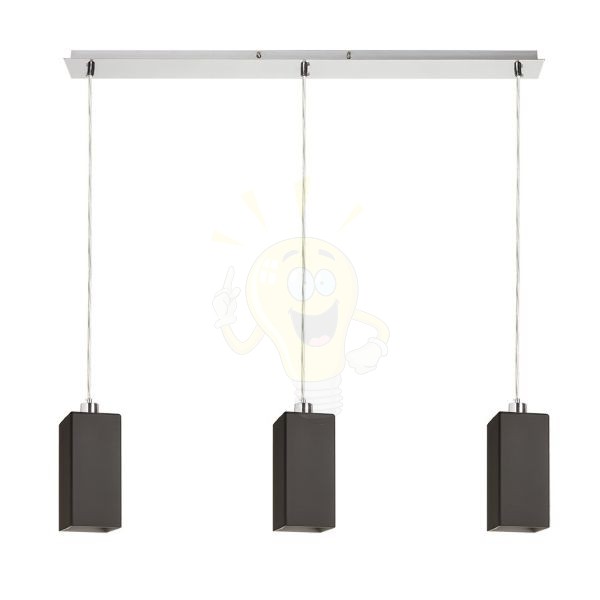 LIZ III 80 függő lámpa fekete üveg/matt nikkel 230V LED E27 3x15W