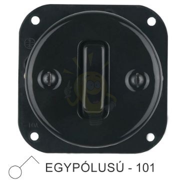 Egyes billenő porcelán kapcsolóbetét, fekete, egypólusú