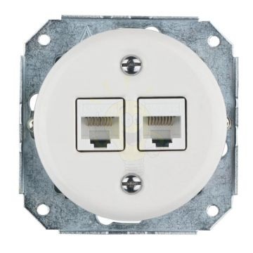 Dupla RJ45 aljzat betét fehér színben