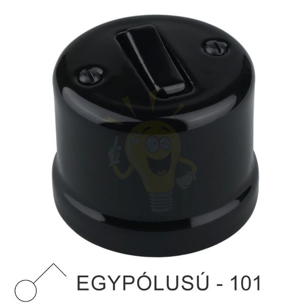 Fekete porcelán 101-es billenőkapcsoló falon kívüli szereléshez