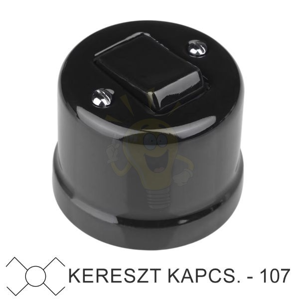 Fekete porcelán 107-es keresztkapcsoló falon kívüli szereléshez