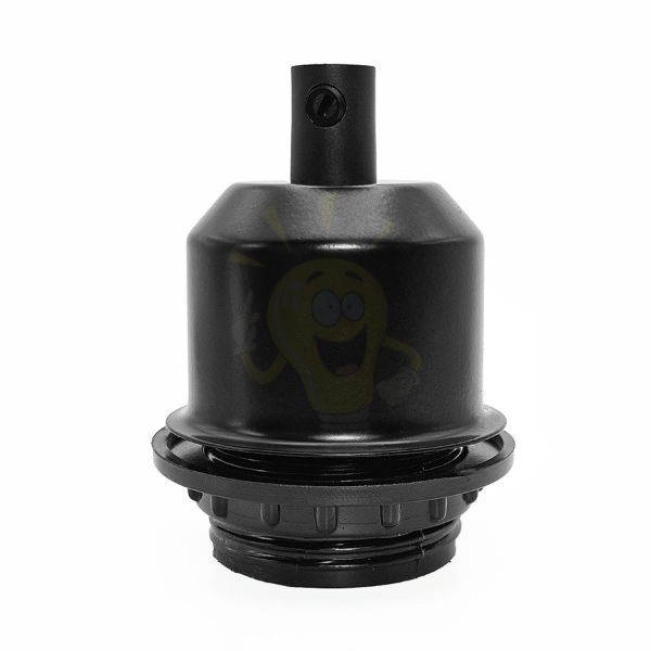 Fekete Edison E27 búratartós foglalat fém burkolattal