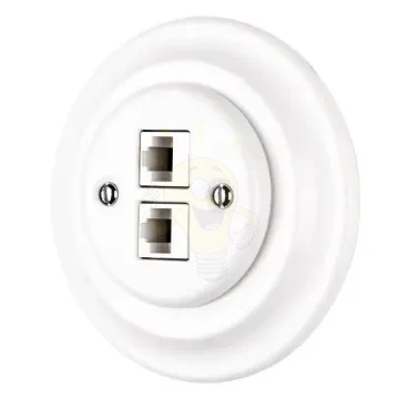 Dupla RJ45 aljzat fehér porcelán kerette
