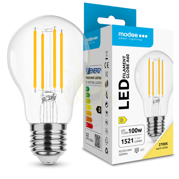 Modee LED Izzó Filament A60 11,2W E27 320° 2700K (1521 lumen) ERP