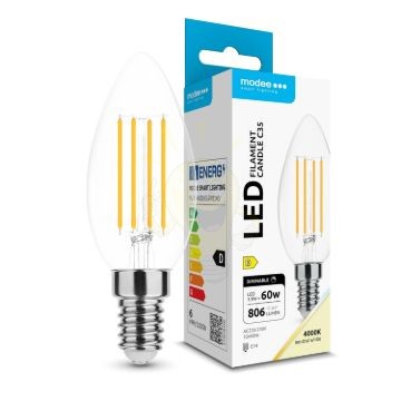 Modee LED Izzó Filament Gyertya C35 5,9W E14 360° 4000K (806 lumen) dimm. ERP