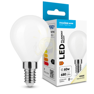 Modee LED Izzó Filament Milky G.Mini P45 7W E14 360° 4000K (680 lumen) ERP