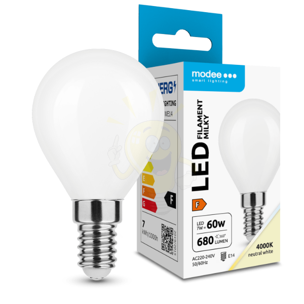 Modee LED Izzó Filament Milky G.Mini P45 7W E14 360° 4000K (680 lumen) ERP