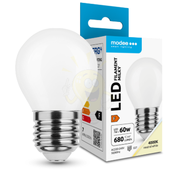 Modee LED Izzó Filament Milky G.Mini P45 7W E27 360° 4000K (680 lumen) ERP