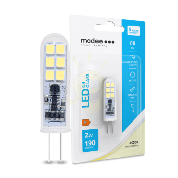 Modee Lighting LED Izzó G4 Üveg AC-DC 12V 2W 4000K (190 lumen) ERP B1