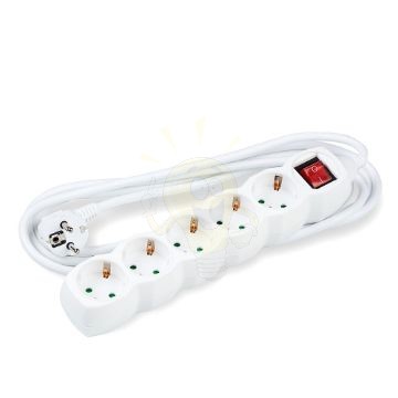 Technik Elosztó 5 utas 1,5m kábellel 1,5mm2 rézkábel + kapcsoló (fehér) 16A