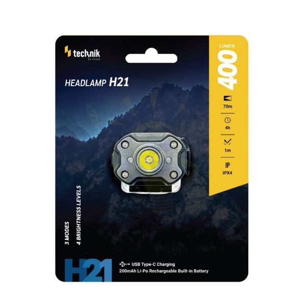 Technik Fejlámpa H21 (akkumulátoros) LED + Type-C (400 lumen) BG
