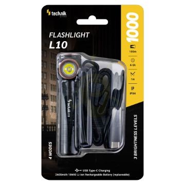 Technik Elemlámpa L10 (+1x18650 2600mAh) SST25 + USB-C (1000 lumen)